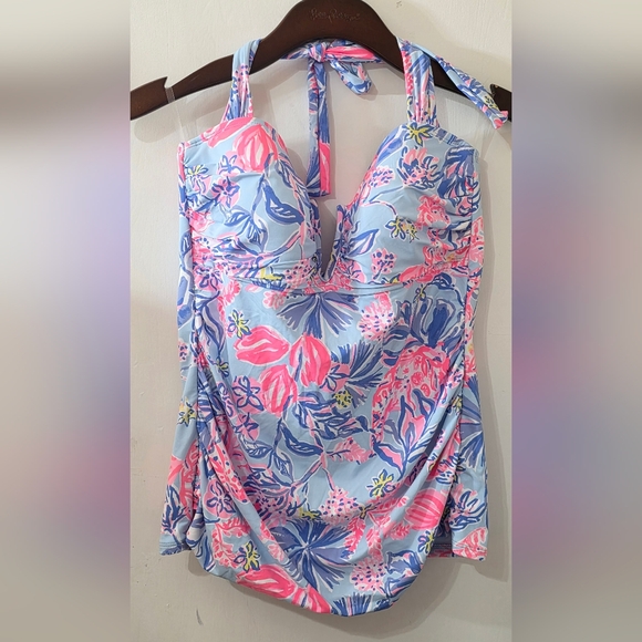 NWT Lilly Pulitzer Peggi Tankini Top Multi Elephant Splash SIZE 14 - Picture 6 of 10